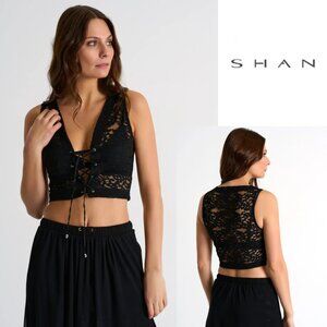 SHAN Black Lace Cover-Up - Size 8